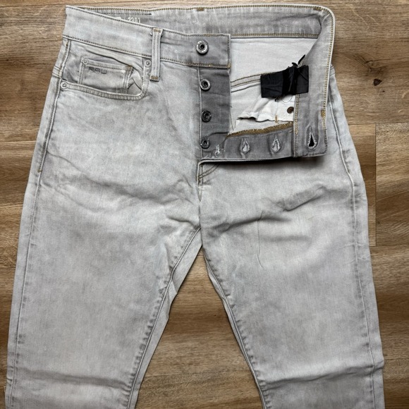 G Star RAW Jeans Men 28x34 Gray 3301 Tapered Stretch Denim Washout Modern Skater - Picture 1 of 13